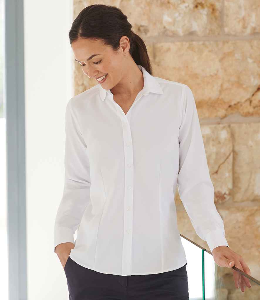 Henbury Ladies Long Sleeve Wicking Shirt H591 - H591 White Model