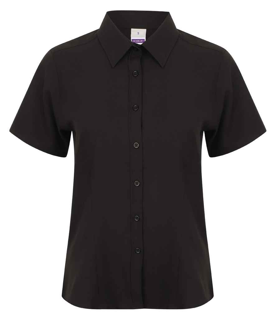 Henbury Ladies Short Sleeve Wicking Shirt H596 - Black