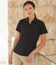 Henbury Ladies Short Sleeve Wicking Shirt H596 - H596 Black Model