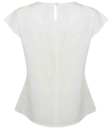 Henbury Ladies Pleat Front Short Sleeve Blouse H597 - H597 White Back