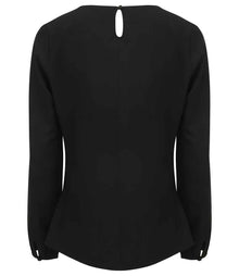 Henbury Ladies Pleat Front Long Sleeve Blouse H598 - H598 Black Back