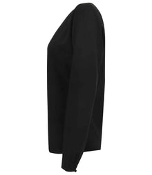 Henbury Ladies Pleat Front Long Sleeve Blouse H598 - H598 Black Side