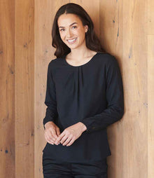Henbury Ladies Pleat Front Long Sleeve Blouse H598 - H598 Black Model