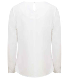 Henbury Ladies Pleat Front Long Sleeve Blouse H598 - H598 White Back