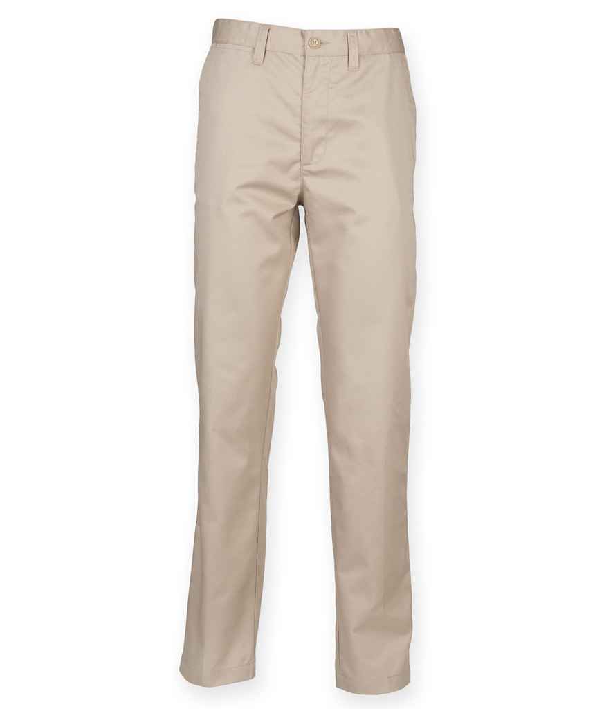 Henbury 65/35 Flat Fronted Chino Trousers H640 - Stone