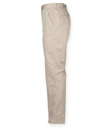 Henbury 65/35 Flat Fronted Chino Trousers H640 - H640 Stone Side