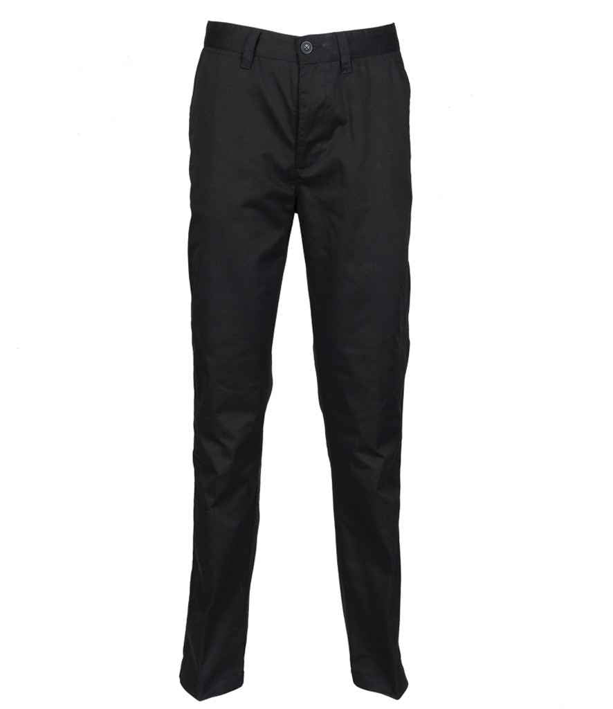 Henbury Ladies 65/35 Flat Fronted Chino Trousers H641 - Black