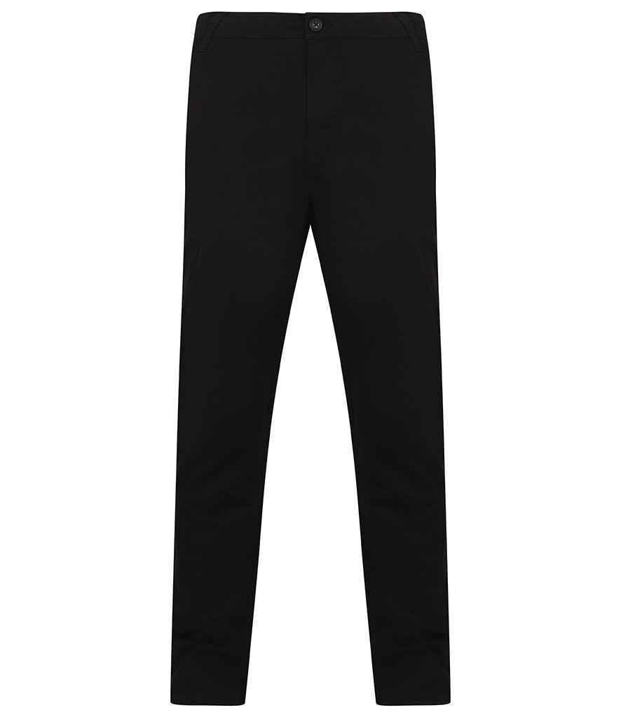 Henbury Stretch Flex Waistband Chino Trousers H650 - Black