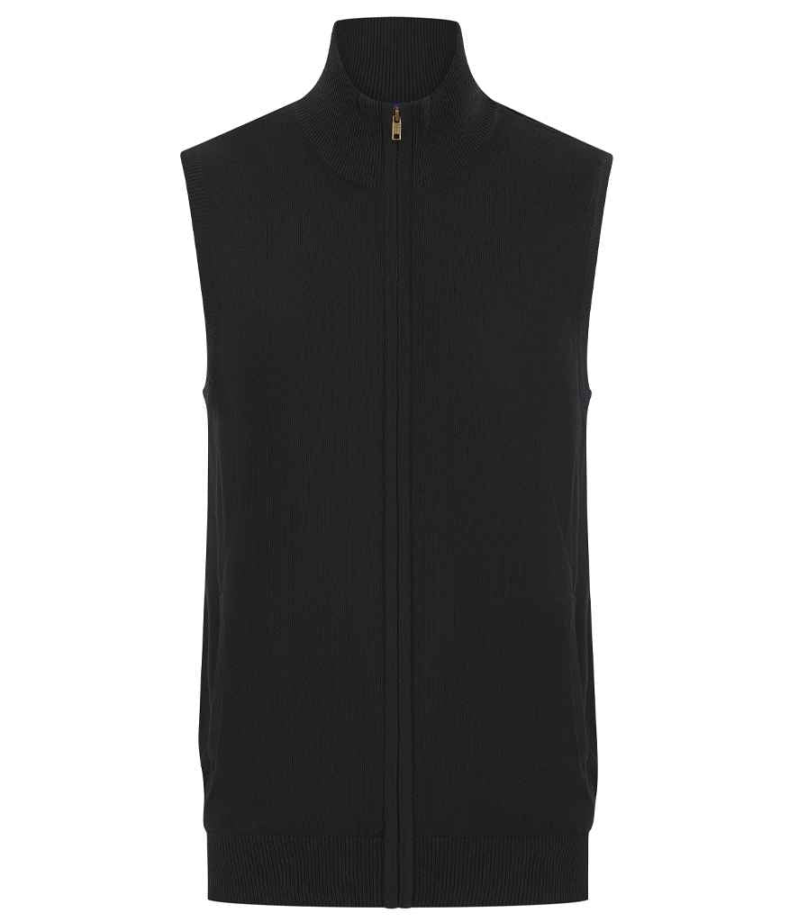 Henbury Sleeveless Zip Through Jumper H711 - Black