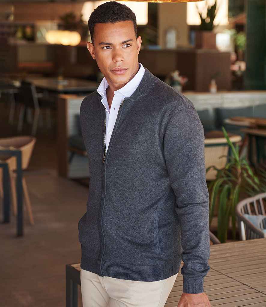 Henbury Unisex Zip Through Cardigan H718 - H718 Grey Marl Model