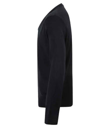 Henbury Lightweight Cotton Acrylic V Neck Sweater H720 - H720 Black Side