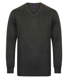 Henbury Lightweight Cotton Acrylic V Neck Sweater H720 - Grey Marl