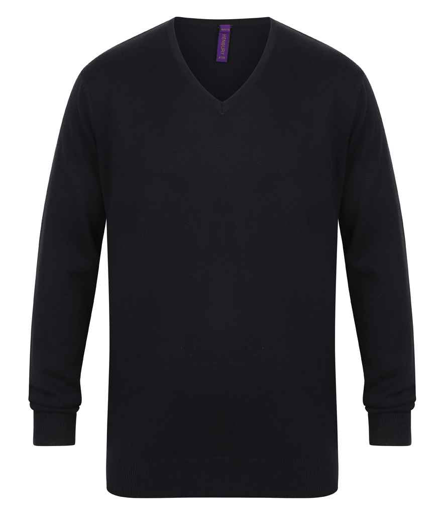 Henbury Lightweight Cotton Acrylic V Neck Sweater H720 - Navy