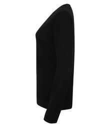 Henbury Ladies Lightweight Cotton Acrylic V Neck Sweater H721 - H721 Black Side