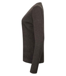 Henbury Ladies Lightweight Cotton Acrylic V Neck Sweater H721 - H721 Grey Marl Side