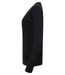 Henbury Ladies Lightweight Cotton Acrylic V Neck Sweater H721 - H721 Navy Side