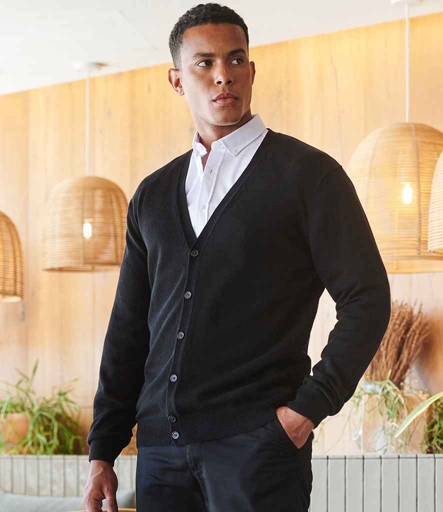 Henbury Lightweight Cotton Acrylic V Neck Cardigan H722 - H722 Black Model