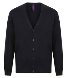 Henbury Lightweight Cotton Acrylic V Neck Cardigan H722 - Navy