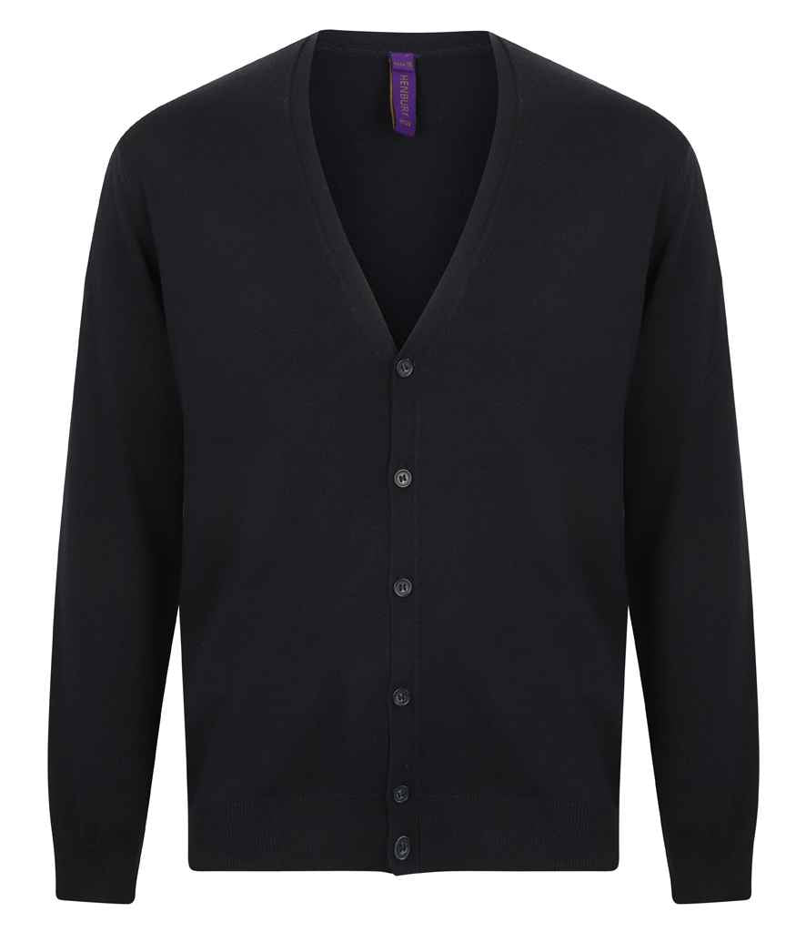 Henbury Lightweight Cotton Acrylic V Neck Cardigan H722 - Navy