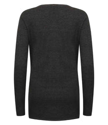 Henbury Ladies Cotton Acrylic V Neck Cardigan H723 - H723 Grey Marl Back