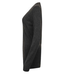 Henbury Ladies Cotton Acrylic V Neck Cardigan H723 - H723 Grey Marl Side