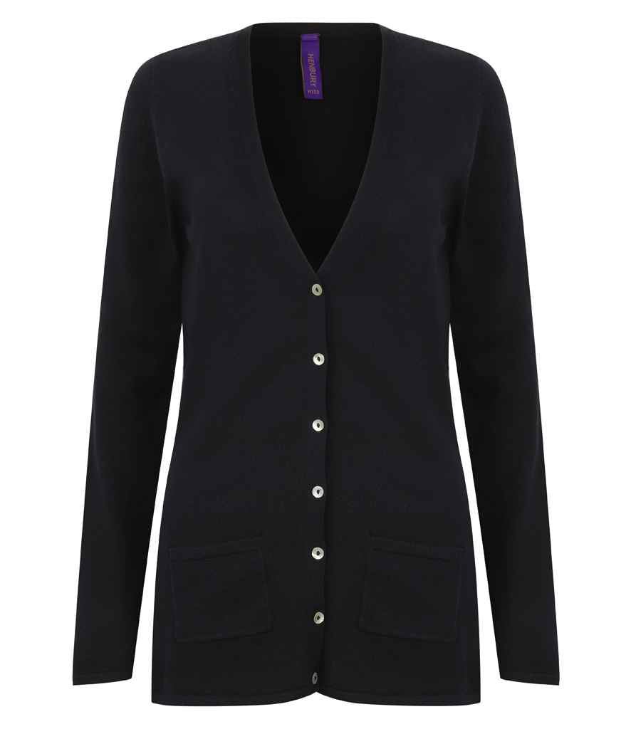 Henbury Ladies Cotton Acrylic V Neck Cardigan H723 - Navy