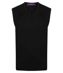 Henbury Lightweight Sleeveless Cotton Acrylic V Neck Sweater H724 - Navy