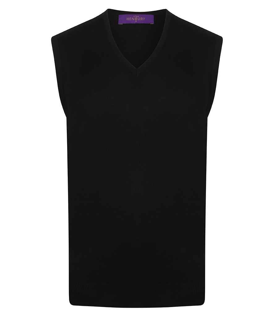 Henbury Lightweight Sleeveless Cotton Acrylic V Neck Sweater H724 - Navy