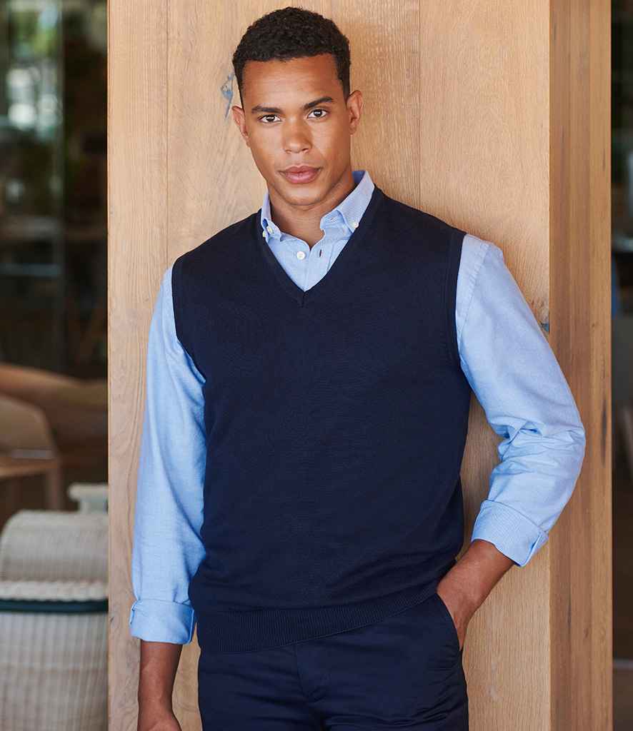 Henbury Lightweight Sleeveless Cotton Acrylic V Neck Sweater H724 - H724 Navy Model