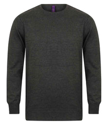 Henbury Lightweight Cotton Acrylic Crew Neck Sweater H725 - Grey Marl
