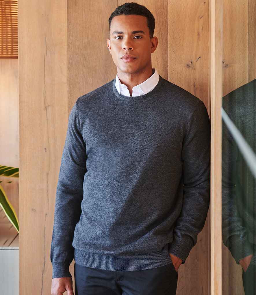 Henbury Lightweight Cotton Acrylic Crew Neck Sweater H725 - H725 Grey Marl Model