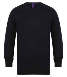 Henbury Lightweight Cotton Acrylic Crew Neck Sweater H725 - Navy