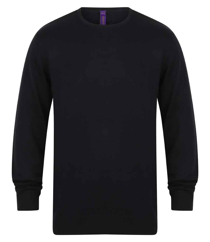 Henbury Lightweight Cotton Acrylic Crew Neck Sweater H725 - Navy