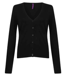 Henbury Ladies Lightweight V Neck Cardigan H726 - Black