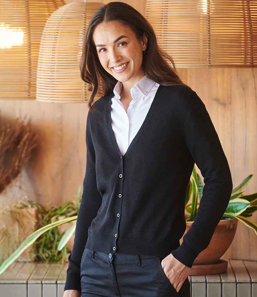 Henbury Ladies Lightweight V Neck Cardigan H726 - H726 Black Model