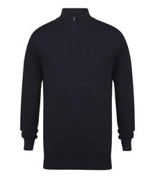 Henbury Zip Neck Sweater H729 - Navy