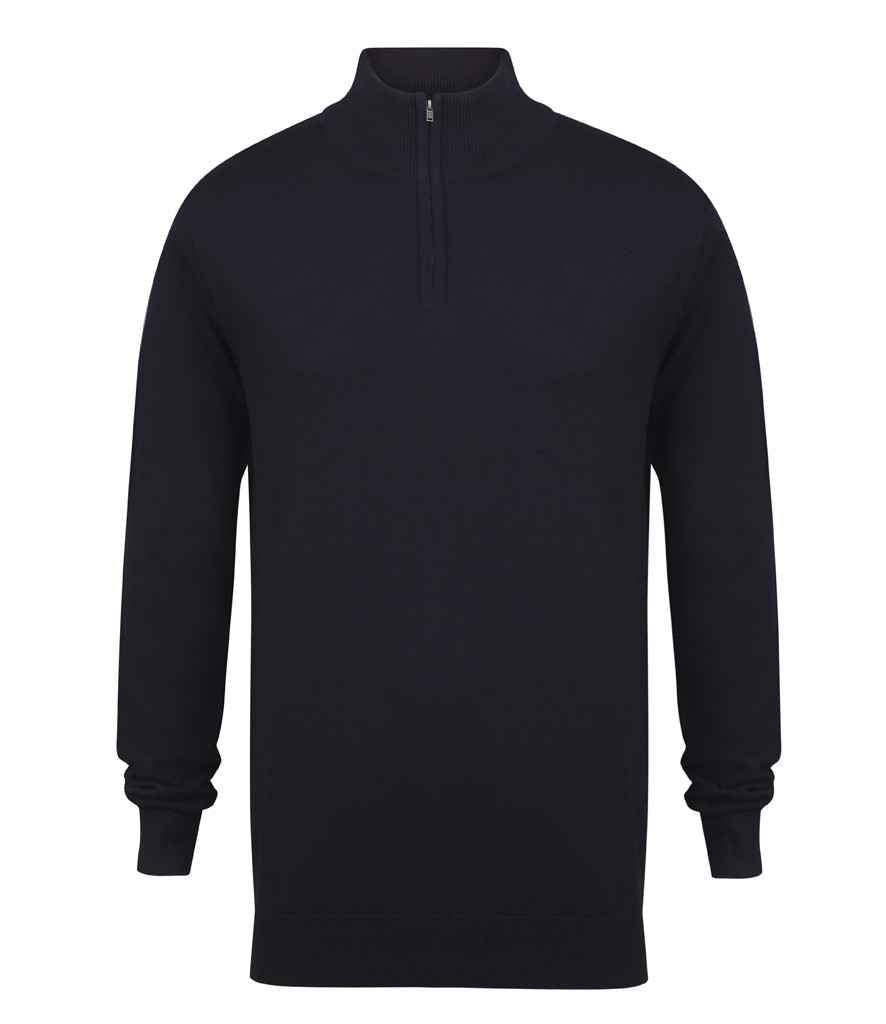 Henbury Zip Neck Sweater H729 - Navy