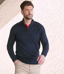 Henbury Zip Neck Sweater H729 - H729 Navy Model