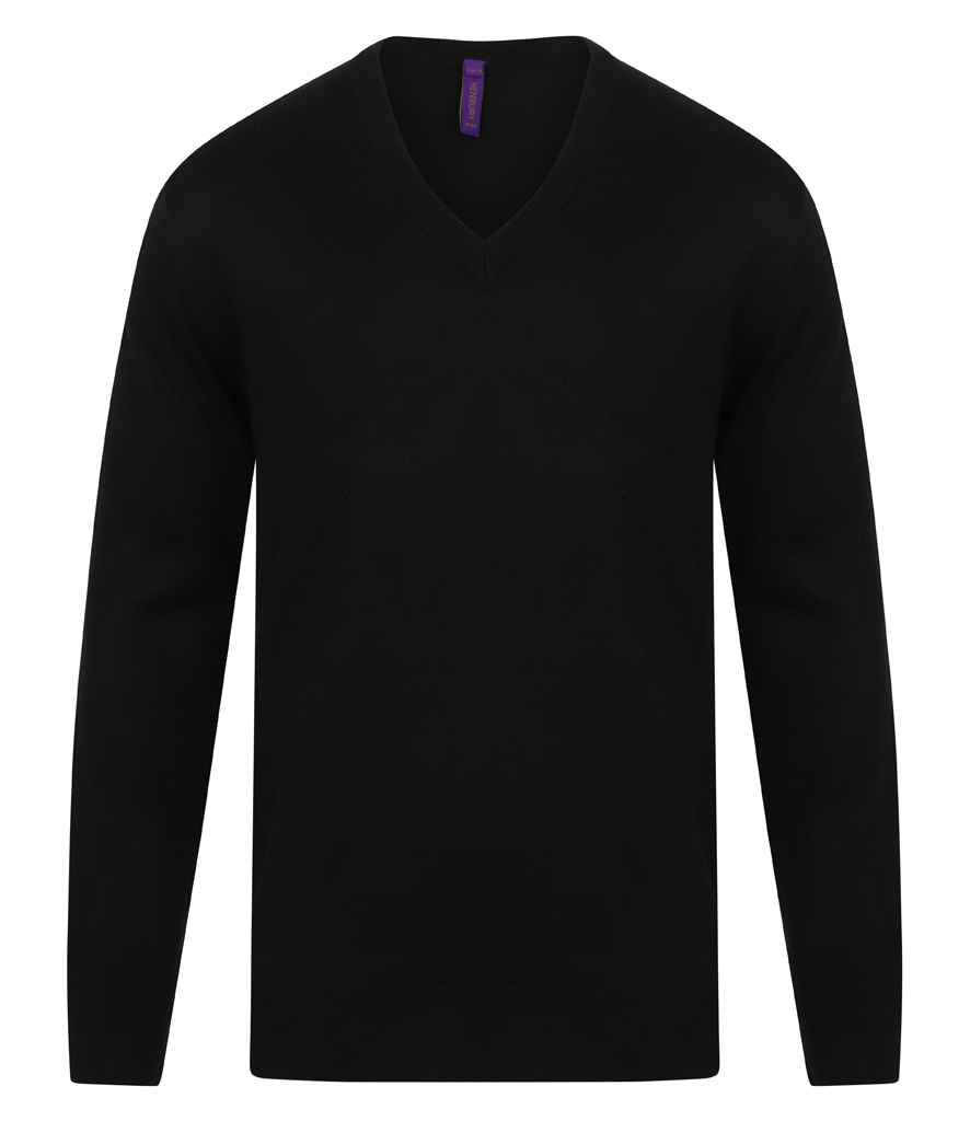 Henbury Acrylic V Neck Sweater H760 - Black