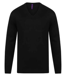 Henbury Acrylic V Neck Sweater H760 - Black