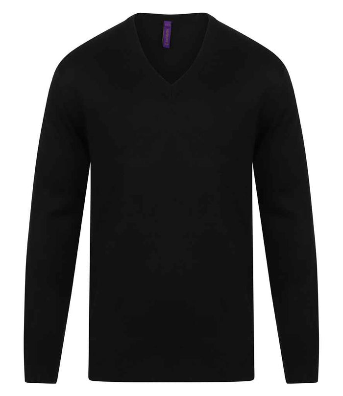 Henbury Acrylic V Neck Sweater H760 - Black