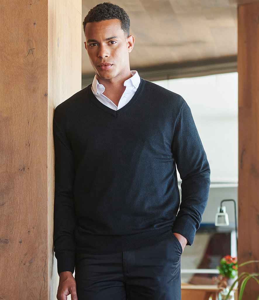 Henbury Acrylic V Neck Sweater H760 - H760 Black Model