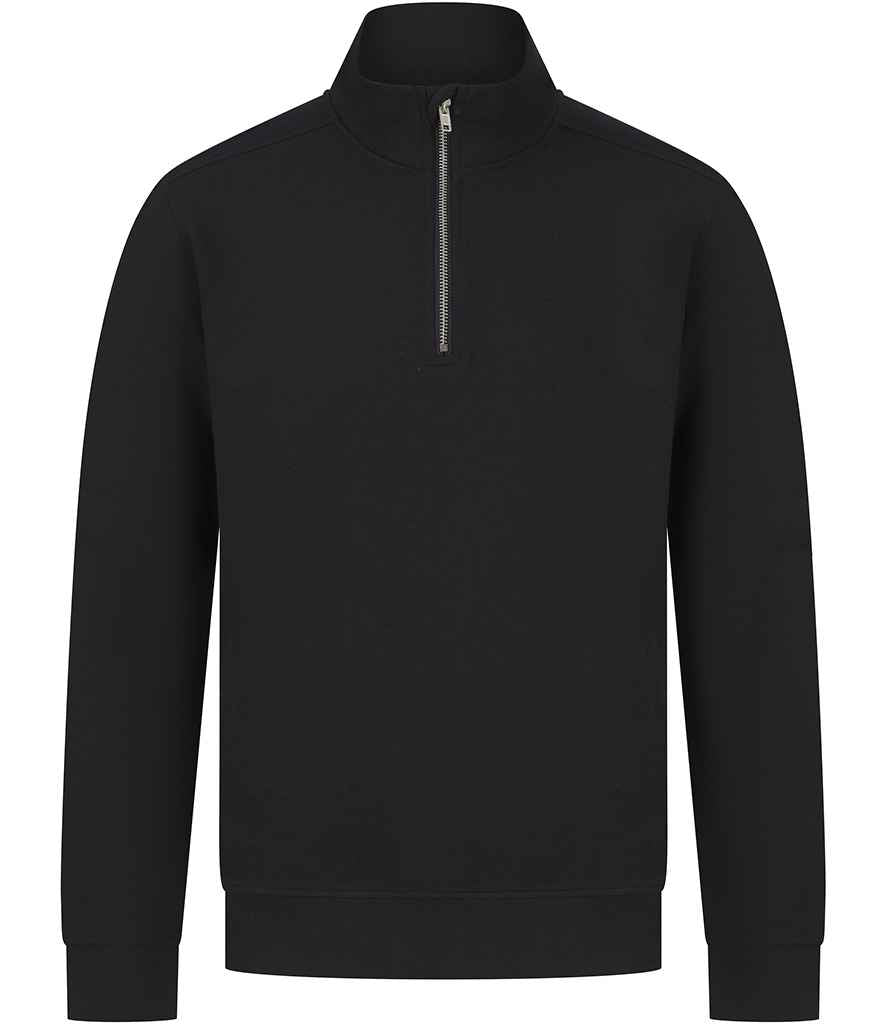 Henbury Unisex Sustainable 1/4 Zip Sweatshirt H842 - Black