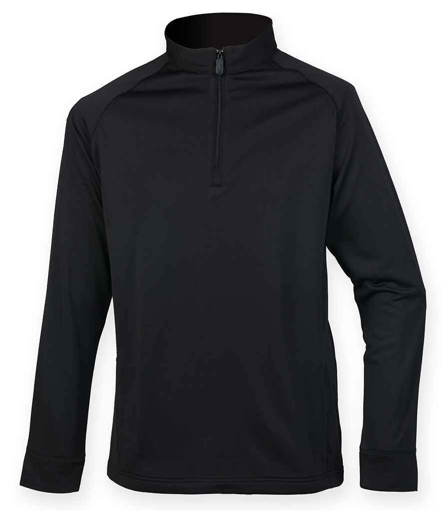 Henbury Zip Neck Wicking Top H862 - Black