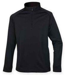 Henbury Zip Neck Wicking Top H862 - Black