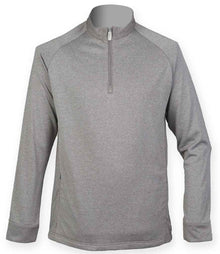 Henbury Zip Neck Wicking Top H862 - Grey Marl