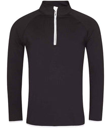 Just Cool by AWDis Cool Half Zip Sweat Top JC031 - Jet Black/Arctic White