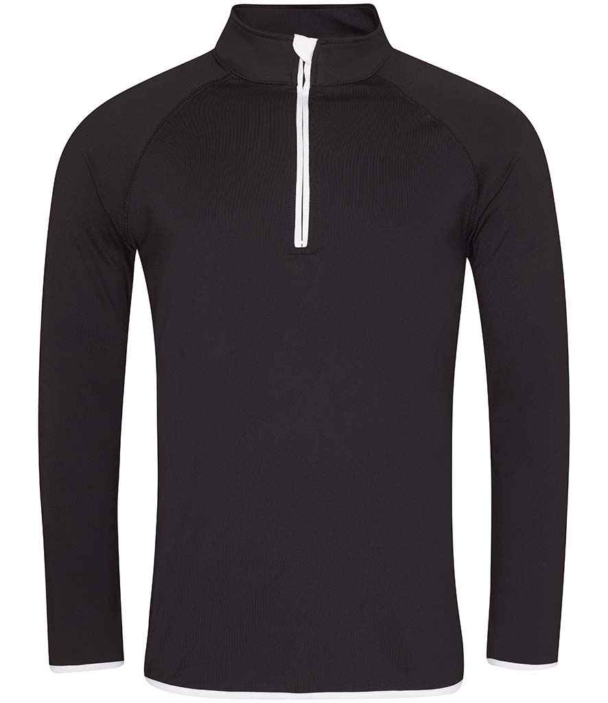 Just Cool by AWDis Cool Half Zip Sweat Top JC031 - Jet Black/Arctic White