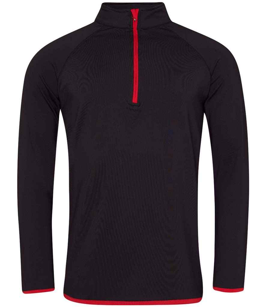 Just Cool by AWDis Cool Half Zip Sweat Top JC031 - Jet Black/Fire Red