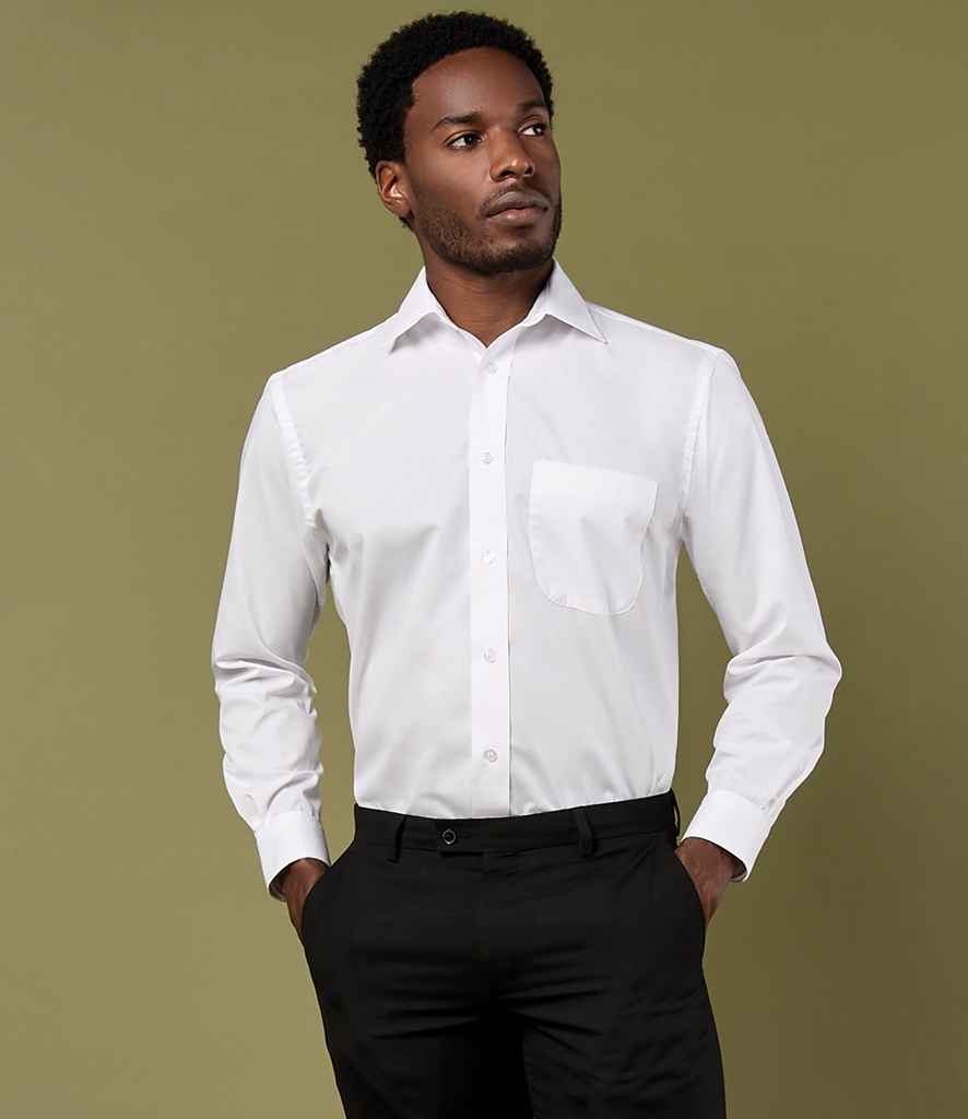 Kustom Kit Long Sleeve Classic Fit Business Shirt K104 - K104 White Model